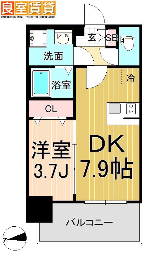 メイクスWアート上前津V(1DK/3階)の間取り写真