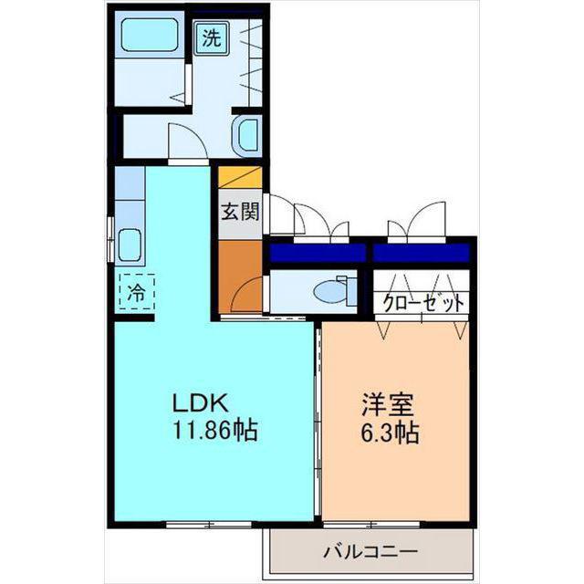 リブハイム沖町(1LDK/2階)の間取り写真