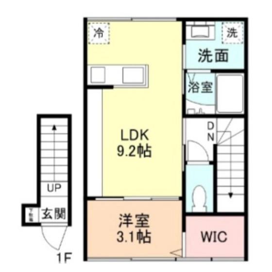 INTEGRAL凪(1LDK/2階)の間取り写真