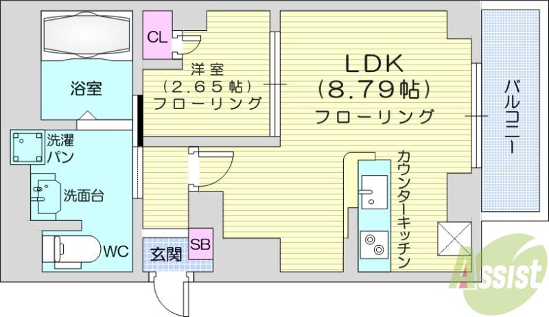 ラシーネ錦町(1LDK/5階)の間取り写真