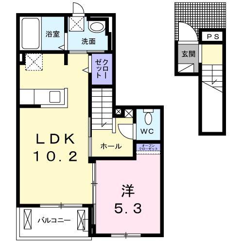 アル・ソーレII(1LDK/2階)の間取り写真
