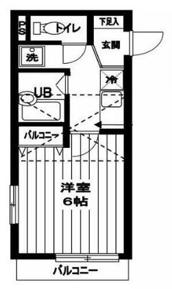 ＪＲ中央線 武蔵境駅 バス乗車時間：10分 最寄りバス停で下車 徒歩1分 2階建 築15年(1K/2階)の間取り写真