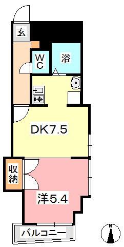 KM大元駅前(1DK/3階)の間取り写真