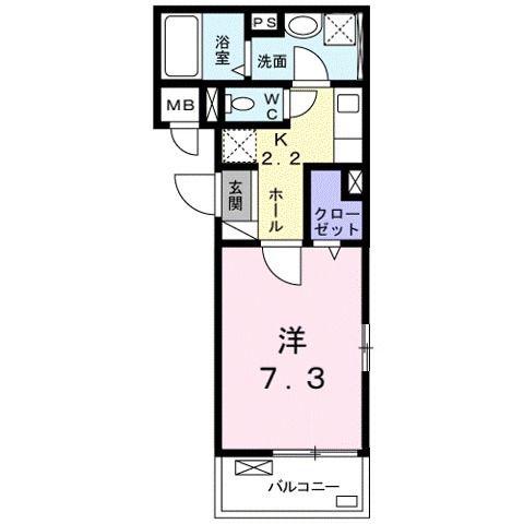 エーベル石山II(1K/2階)の間取り写真