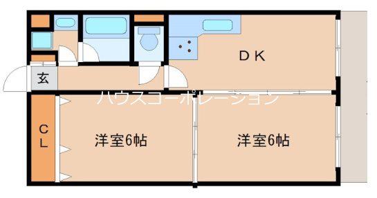 OAマンション(2DK/3階)の間取り写真