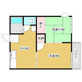ファミーユ広丘(2DK/1階)の間取り写真