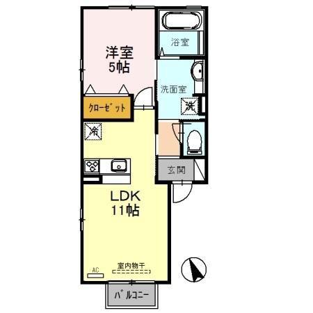 クレセントSK(1LDK/1階)の間取り写真