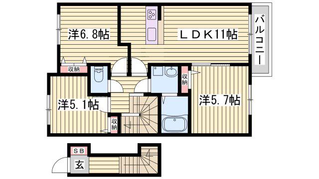 MAST COURT 浜の宮B(3LDK/2階)の間取り写真