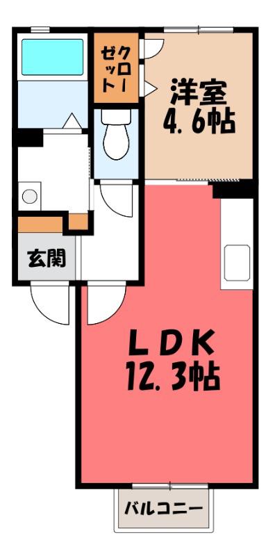 クレシェンテC(1LDK/1階)の間取り写真
