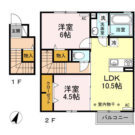 グーフォカステッロ(2LDK/2階)の間取り写真