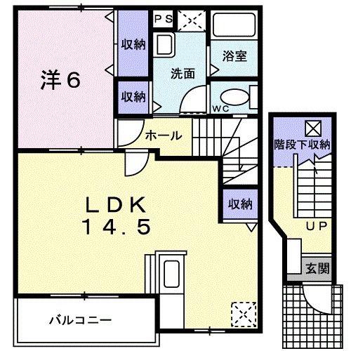 フルール(1LDK/2階)の間取り写真