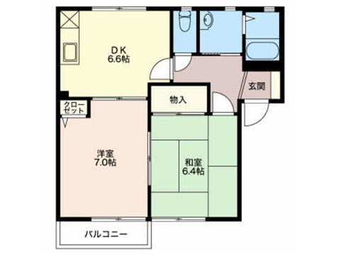 サンハイムヤマト(2DK/1階)の間取り写真