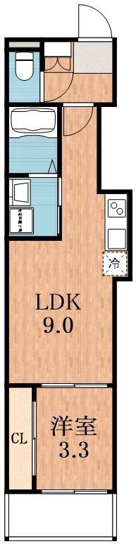 ハーモニーテラス田島(1LDK/2階)の間取り写真