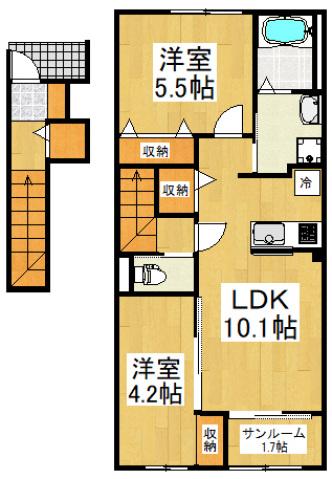 ルーラル パインズ(2LDK/2階)の間取り写真