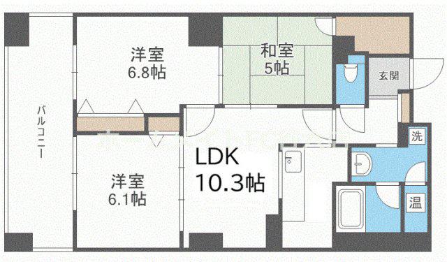 樹樹ガーデン(3LDK/19階)の間取り写真