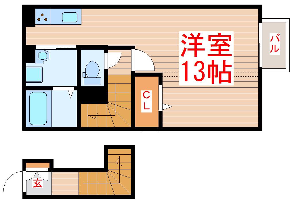 コート小田原(ワンルーム/2階)の間取り写真