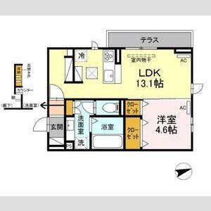 PARK FRONT IWATA(1LDK/1階)の間取り写真