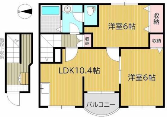 クレストール福泊B(2LDK/2階)の間取り写真