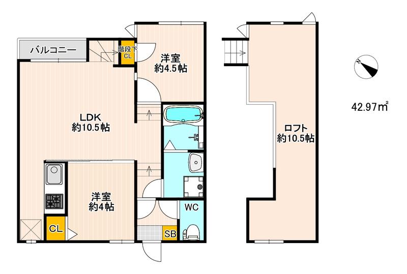 CB箱崎ソルテ(2LDK/1階)の間取り写真
