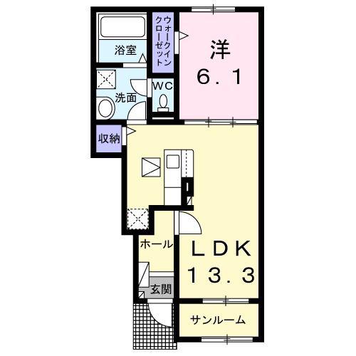 ノヴァ I(1LDK/1階)の間取り写真