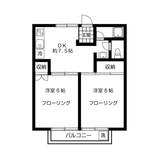クレセントハウスC(1LDK/2階)の間取り写真