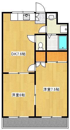 ハイムコンフォート(2DK/4階)の間取り写真