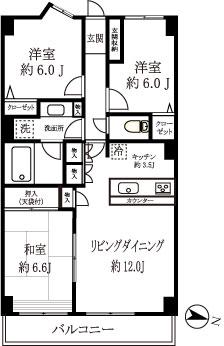 グラン・エステ川崎ツインタワー(3LDK/17階)の間取り写真