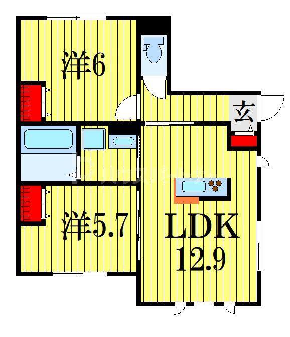 MA COULEUR(2LDK/1階)の間取り写真