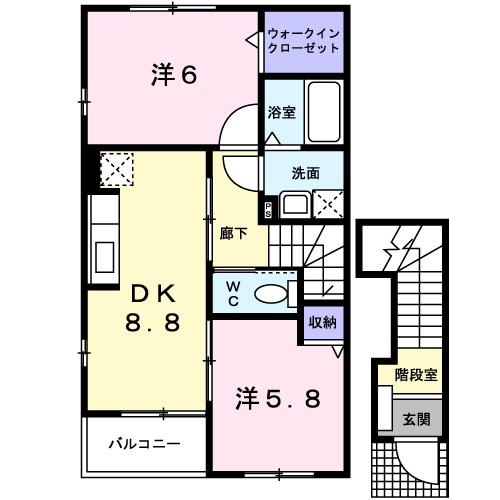 ファミールハウス IV(2DK/2階)の間取り写真