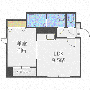 ピースフル山鼻(1LDK/1階)の間取り写真