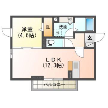 フユシス類家(1LDK/2階)の間取り写真