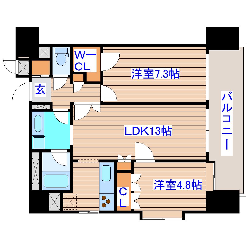 RAMSESA仙台駅前ターミナル(2LDK/4階)の間取り写真