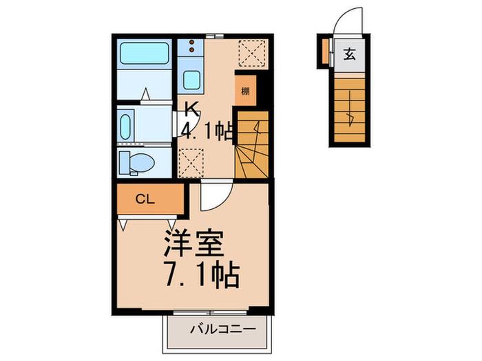 メゾンことはな(1K/2階)の間取り写真