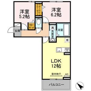 LE MERCI(2LDK/2階)の間取り写真