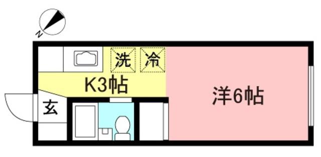 ゼフィールカリタ2番館(1K/2階)の間取り写真