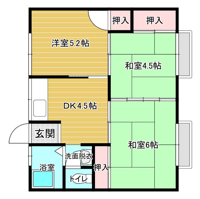 ハイム北島(3DK/2階)の間取り写真