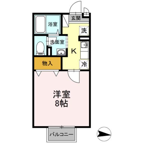 ルーチェAMI(1K/2階)の間取り写真