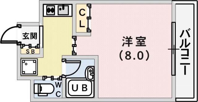 ラナップスクエア三宮プライム(1K/7階)の間取り写真