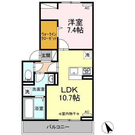 グランテラス紫塚 III(1LDK/2階)の間取り写真