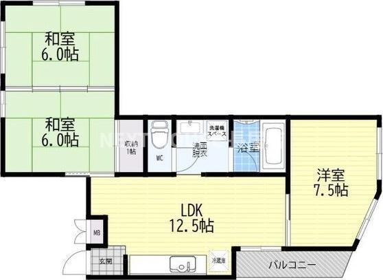レジェル住之江(3LDK/3階)の間取り写真
