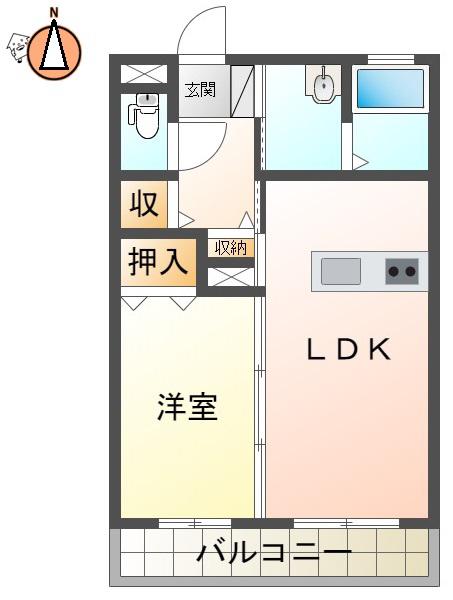 イオンハイツ(1LDK/3階)の間取り写真
