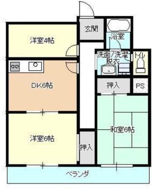 KODAヒルズ武蔵関(3DK/2階)の間取り写真