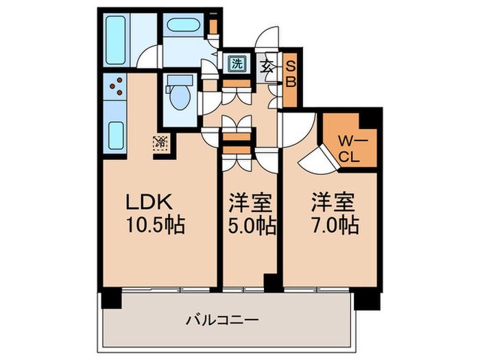 グランドヒルズ三軒茶屋トップガーデン(2LDK/9階)の間取り写真
