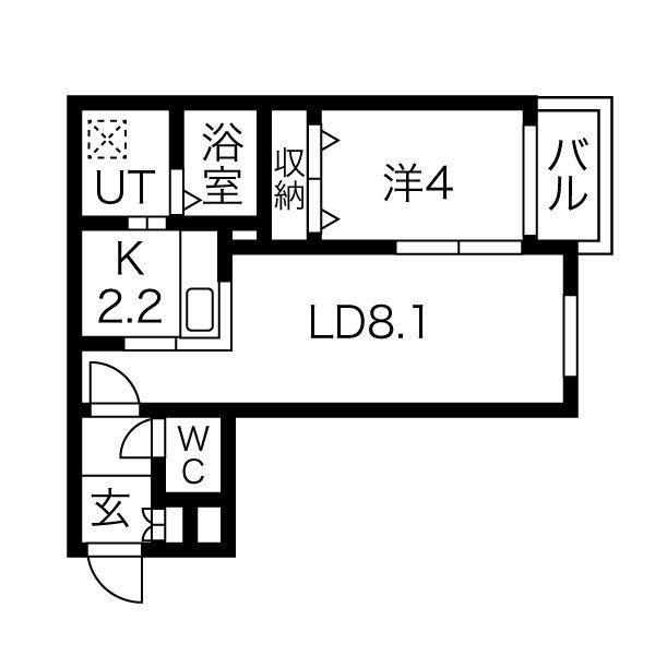 ハウスオブマーキス(1LDK/1階)の間取り写真
