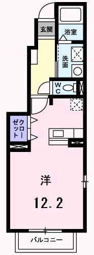 ミオソティス(ワンルーム/1階)の間取り写真