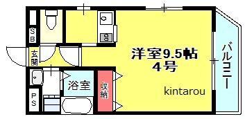アンブラッセ新検見川(1K/3階)の間取り写真