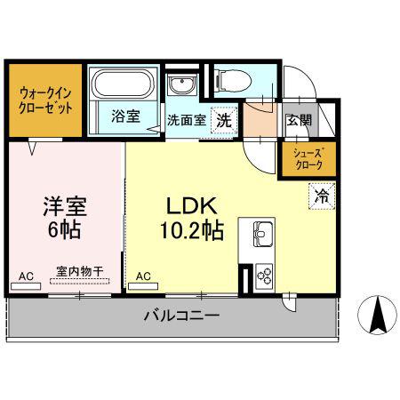 リーリエ中吉野(1LDK/2階)の間取り写真