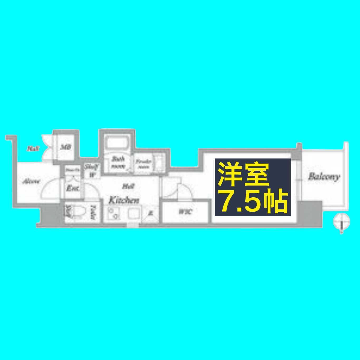エステムコート名古屋平安通クチュール(1K/12階)の間取り写真