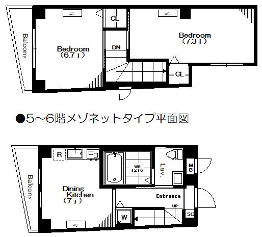 ルグラン高輪(2DK/5階)の間取り写真