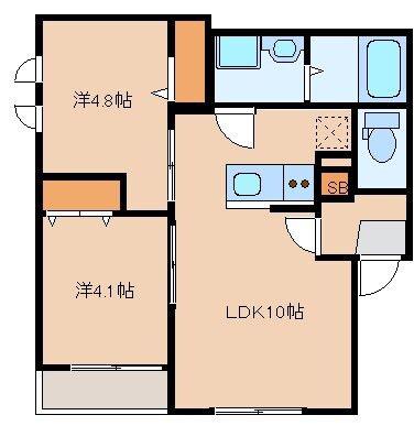 COTON HAKATA(2LDK/1階)の間取り写真